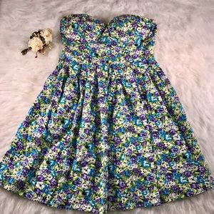 Body Central Strapless Floral Mini Dress Small